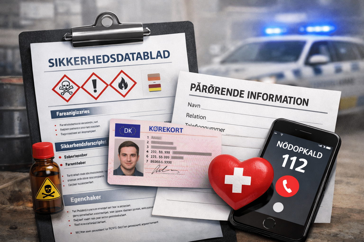 Sikkerhedsdatablade, kopi af kørekort og pårørendeinformation samlet digitalt i CustomOffice – nem adgang til vigtige dokumenter for medarbejdere og ledelse.
