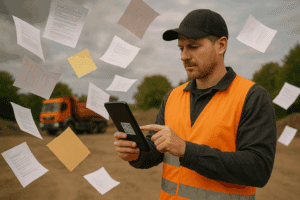 Digitalisering med CustomOffice – farvel til papirarbejde og rod, goddag til struktur med tablet i hånden