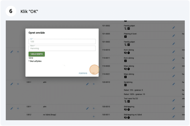 Instruktioner: Skriv nummer "105-1" og navngiv varianten "Timepris".