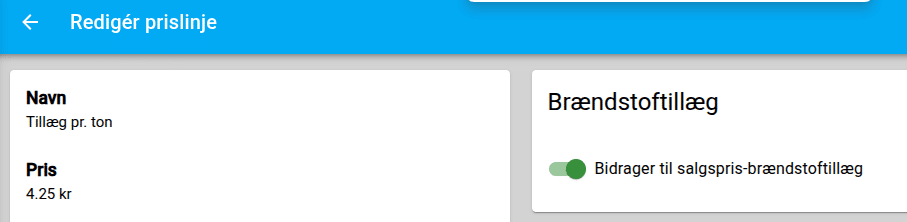 Slå 'Bidrager til salgspris-brændstoftillæg' til i CustomOffice